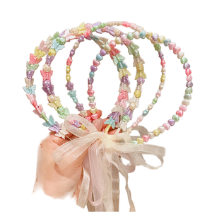 Diadema de primavera colorida para niños Banda de cinta de tarjeta de pelo roto para niña pequeña - Product Image 1