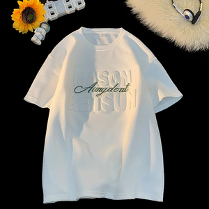 FLOWORA OEM T-shirt Homme en Coton à Col Rond avec Logo 3D Réfléchissant, Impression à l'Écran et Gaufrage, 280GSM, Logo Personnalisé, Design de Mode - Product Image 1