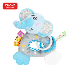 Sonajeros de felpa cómodos para bebé, sonajeros de silicona con diseño de Animal, elefante, ciervo, vaca, colorido, suave