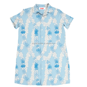 Robes chemises imprimées hawaïennes personnalisées OEM pour femmes, robes d'été pour femmes en gros, longueur genou - Product Image 4
