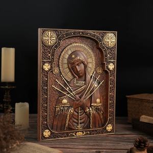 Escultura religiosa de madera moderna Nuestra Señora DE LOS Dolores Virgen María con siete flechas decoración <span class=keywords><strong>del</strong></span> hogar al aire libre arte de pared cristiana - Product Image 1