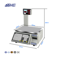 Balance de table numérique pliable SHW-TMF avec écran LCD, précision 10g, impression d'étiquettes, calcul du prix par code-barres
