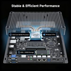 Nueva Mini PC sin Ventilador, 12 Núcleos, Celeron N5100, Windows 11 Pro, DDR4, 2xUSB3.0, 2xRS232, 2xLAN, BT5.0/WiFi de Doble Banda, Negra, VR - Product Image 5