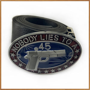 Gesper Sabuk Senjata Mewah Oval Berkualitas Ultra Tinggi dengan Bentuk Gambar Pistol Ukiran 3D - Product Image 6