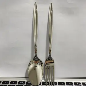 Factory Wholesale Middle-East Logo Metal 201 Silver Cutlery 12PCS Spoon Fork Sets