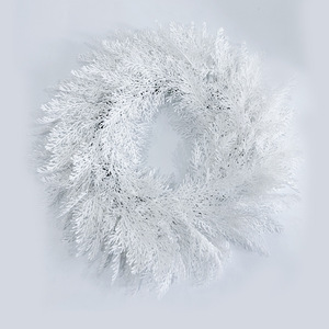 White <b>Artificial</b> Juniper Wreath 60cm Wall Hanging Christmas Decoration PE Plastic Outdoor Indoor Use - Product Image 1