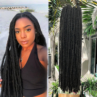 Extensions de cheveux synthétiques pré-collées au crochet, dreadlocks souples et lisses, aspect naturel, 22 pouces, vente en gros