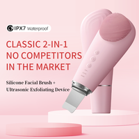 Neues Design Silikon Gesichtsreinigungsbürste Elektrischer Gesichtsreiniger Spatel 2-in-1 Peeling-Massagegerät Wasserdicht Ultraschall UK