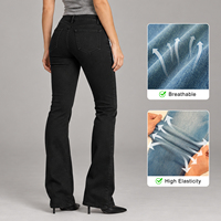 Fabricant OEM – Jean bootcut femme taille basse en denim noir uni extensible tricoté – Style décontracté
