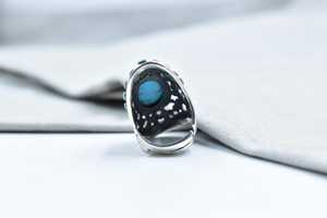 Handmade Turquoise Sterling Silver <b>Adjustable</b> <b>Ring</b> Natural Gemstone Jewelry for Women Wholesale - Product Image 2