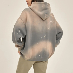 Sweat-shirts pullover pour femmes avec logo personnalisé Sweat à capuche surdimensionné en coton teint vieilli - Product Image 3