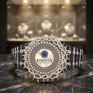 Montre de luxe en acier inoxydable, ronde, analogique, à quartz, incrustée de diamants, bracelet tendance pour femme, cadran en verre de 20 mm pour Loista Jewels - Product Image 3