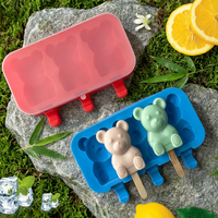 Moule en silicone en forme de 3 ours pour crème glacée, moule à glaces animaux fait maison, qualité alimentaire sans BPA, durable, pour sucettes glacées DIY
