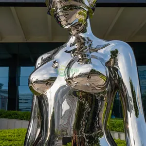 사용자 정의 금속 공예 인테리어 장식 창조적 인 인간 여성 로봇 스테인레스 스틸 조각 야외