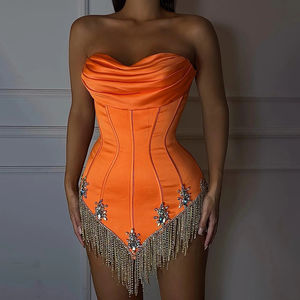 كوكوتيل أزرق فاتح قصير للفتيات السود فستان حفلة عيد ميلاد صغير فاخر كريستال للنادي الليلي - Product Image 6