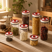 Récipient hermétique pour grains de café, pot de conservation sous vide pour café, thé, sucre et noix, boîte de cuisine en verre transparent