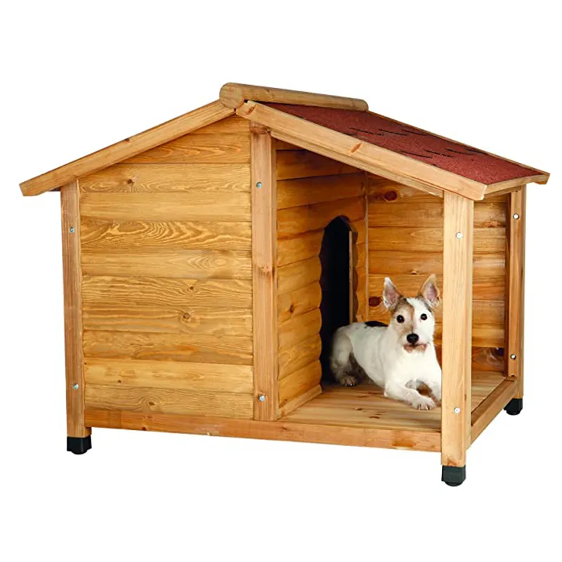 Wooden Pet House Dog Hutch mit geräumiger Veranda und separatem Wohnzimmer Holz Welpen Hundehütten Gehäuse für Hinterhof Patio