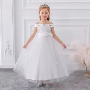 Fashion Promotional Children's Clothing Summer Princess Long Wedding Dresses Lace Decoration Girls New Products Manufacturers