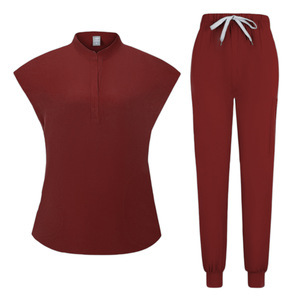 Women's Sleeveless Scrub <b>Set</b> Knitted Split Uniform Medical Workwear For <b>Doctor</b> Beauty Salon Staff S XXL - Product Image 4