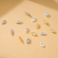 Vente en gros de composants de bijouterie en argent sterling 925 : breloques géométriques serties de zircone cubique et connecteurs à double anneau de jonction pour la création de bijoux DIY
