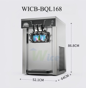 Machine à glace WICE à nettoyage automatique 10L (2x5L), machine à yaourt glacé commercial à économie d'énergie avec affichage numérique et commande à une touche - Product Image 3