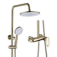 Ensemble de douche en laiton de haute qualité, froid et chaud, finition exposée, colonne de douche mélangeur en or brossé pour salle de bain
