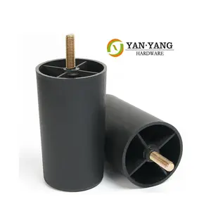 Pieds de tubes ronds noirs pour canapé, accessoires de haute qualité pour meubles décoratifs en plastique