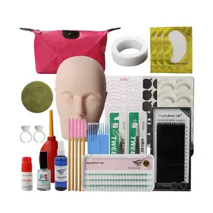 Kit de formation d'extension de faux cils modèle de pratique tête coussinets pour les yeux pince à épiler colle anneau brosse greffage cils outils Kit