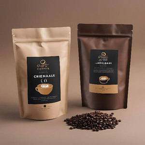 Sacs à café en papier kraft à fond plat personnalisés de 12 oz, 5 lb, 250 g, 1 kg avec valve et fermeture éclair pour l'emballage des grains de café - Product Image 3