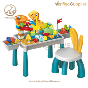 Commercio all'ingrosso 104 pz Educazione precoce di plastica multifunzionale blocco di costruzione tavoli studio e sedia da gioco inclusi - Product Image 3