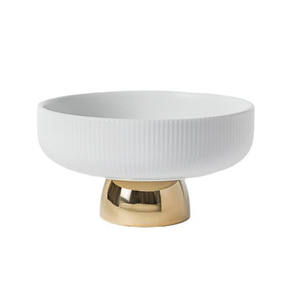 Plato de compota de frutas de cerámica ecológico moderno con base dorada para sala de estar <span class=keywords><strong>Dim</strong></span> <span class=keywords><strong>Sum</strong></span> Ensalada Servicio al cliente - Product Image 1