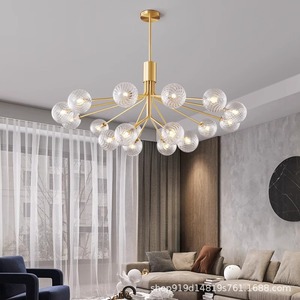 โคมไฟระย้าทองแดงสไตล์วินเทจแบบฝรั่งเศส โคมไฟหรูหราสำหรับห้องนั่งเล่นและห้องรับประทานอาหาร โคมไฟแก้วเมจิกบีนแบบอเมริกัน - Product Image 6