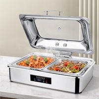 Réchaud électrique en acier inoxydable 9L, plats chauffants, réchaud de buffet, service de traiteur d'hôtel, personnalisation de la température, 440W