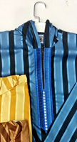 Qamis rayé à capuche pour homme avec broderie, Jubbah Thobe, vêtements islamiques, robes à manches longues, longue tunique musulmane avec chapeau