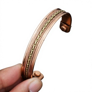 Traditional Ayurvedic Braided <b>Rope</b> Stamped Solid Copper <b>Bracelet</b> Fashionable Metal Jewelry Exquisite Design - Product Image 1