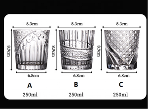 كأس ويسكي شفاف بتصميم قديم رائج, كأس ويسكي كريستال ، روك ، زجاجي ، محفور ، للكوكتيل ، سكوتش - Product Image 2