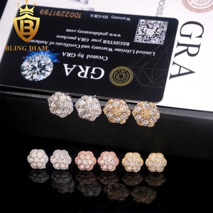 Nouvelle Collection – Boucles <span class=keywords><strong>d</strong></span>'oreilles tendance à visser en <span class=keywords><strong>argent</strong></span> sterling 925 plaqué or blanc, serties de moissanite et de diamants, style hip-hop, 10 mm et 12 mm - Product Image 5