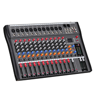 Console DJ professionnelle 12 canaux avec entrée USB MP3, alimentation fantôme, mixeur audio - Console audio de studio en métal durable