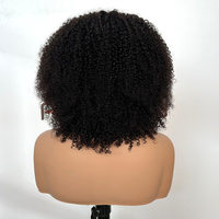 Perruque Afro Bouclée Frisée en Gros avec Frange, Perruques en Cheveux Humains Fabriquées à la Machine pour Femmes Noires, Densité 180%, Sans Lacet, Perruque en Cheveux Vierges Bruts