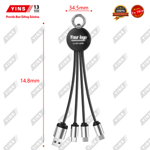 Tùy chỉnh Glow USB-C nhanh sạc cáp số lượng lớn promo máy ảnh sử dụng sạc Keychain với nylon Áo khoác có tính năng lightn/ing Logo - Product Image 3