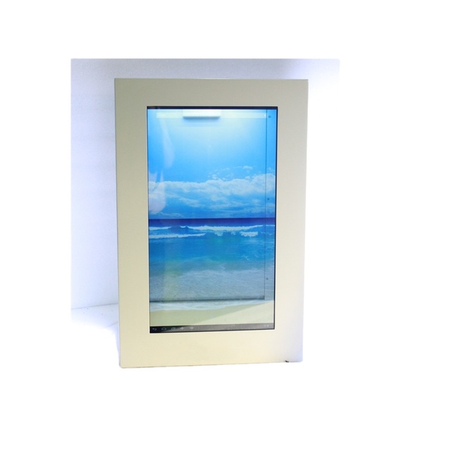 WiViKiosk High Resolution Transparent Screen LCD Advertising Display Metal and Glass Material for Showcase Usage