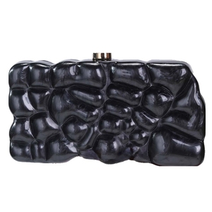 Sac de soirée irrégulier en acrylique pour femme, pochette de mariage en forme de coquille, sac à main marbré pour rendez-vous et shopping avec chaîne détachable - Product Image 6