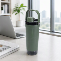 Shaker isotherme en acier inoxydable personnalisé avec logo, 20 oz, anti-fuite, avec compartiment de rangement pour boissons protéinées de gym