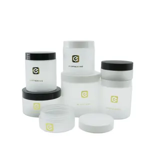 Wholesale Empty Frosted 5ml 4oz 6oz 8oz Plastic Cosmetic Packaging Jars Transparent Jar With White Lid Body Scrub Cream Jars