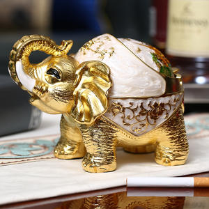 Cenicero de Metal Personalizable de Lujo Moderno con Diseño de <span class=keywords><strong>Elefante</strong></span> de Viaje de Tailandia, Resistente al Viento, Accesorios para Fumar, Decoración de Escritorio - Product Image 2