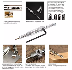 2025 Juego de brocas de bisagra autocentrante de alta venta Herramienta 5/64 7/64 9/64 Perforación de madera - Product Image 5
