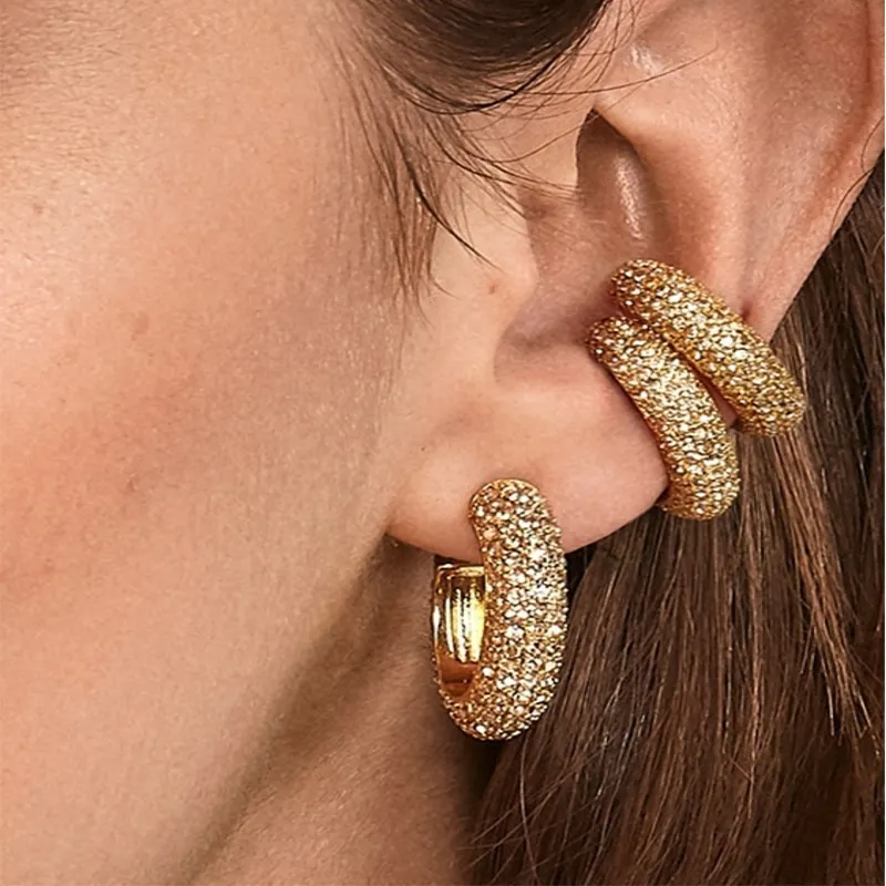 Rhinestone Multi-Color Personality Alloy Hoop Stud Earrings Earrings For Women