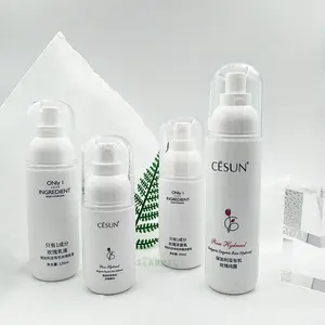 Beyaz kozmetik losyon kabı dağıtıcı şampuan plastik krem şişeleri pompa sprey kapağı ambalaj özel etiket 1.7oz 50ml