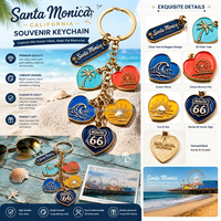 Porte-clés Cœur Coloré en Métal, Breloque Mini Sac Souvenir de Californie Santa Monica Personnalisée en Émail Chaud, Forme Cœur Amour