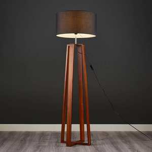 Lámparas de Madera de Pino, Lámpara de Pie de Madera, Lámpara de Pie con Pantalla de Tela TC, Iluminación Interior para Sala de Estar - Product Image 3